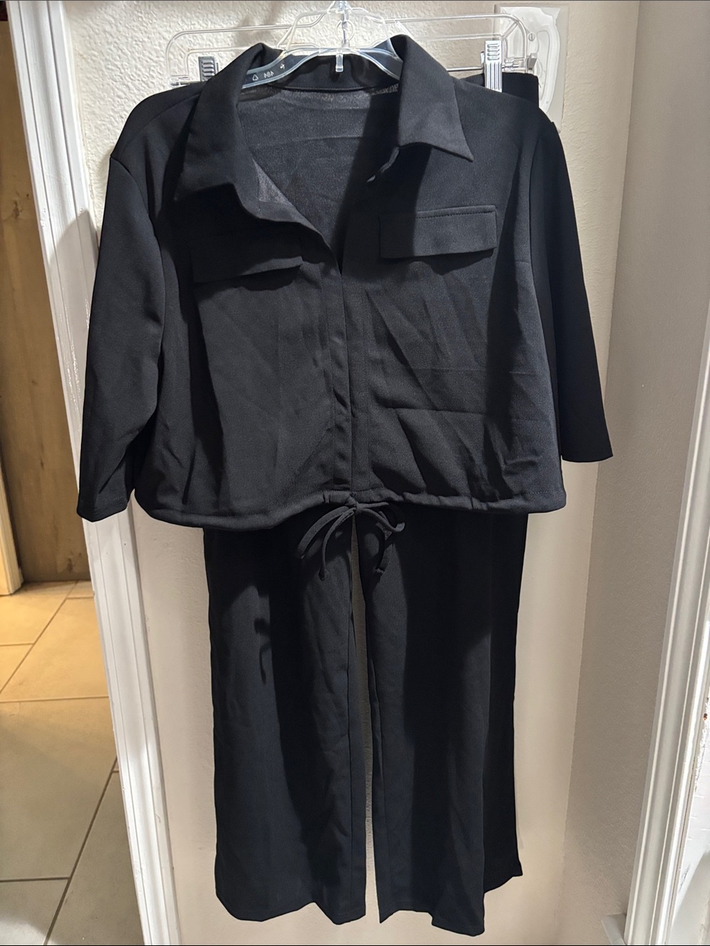Women's Black Drawstring Top with Matching Pants 2XL NWT